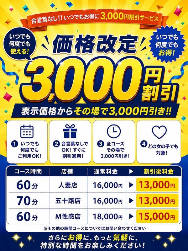 感謝を込めて、いつでも3,000円OFF！